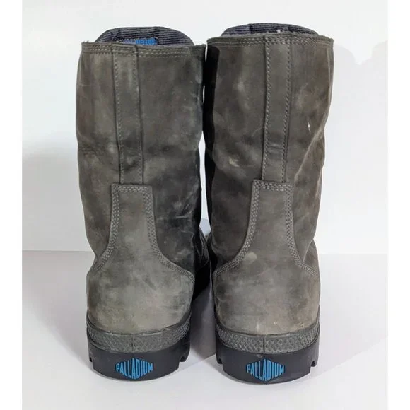 Palladium Suede Gray Lace Up Fold Down Men’s Size 14 Boots Waterproof Combat - Picture 5 of 9